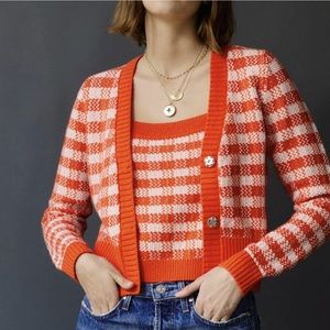 Anthropologie 525 born in Brooklyn Gingham cardigan sweater